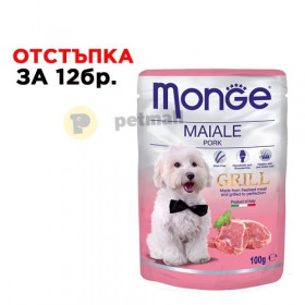 Пауч за куче Monge Grill Chunkies with Pork изпечени на грил хапки от прясно свинско месо